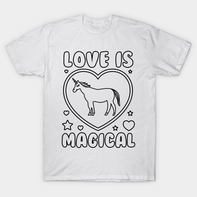 Easy Valentine Crafts Unicorn Valentines Day Coloring Pages T-Shirt by PodDesignShop